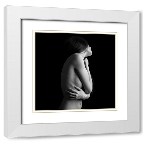 Feathers - Ii White Modern Wood Framed Art Print with Double Matting by Kostadinov, Bobby