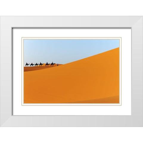 Caravan White Modern Wood Framed Art Print with Double Matting by Mei, Massimo