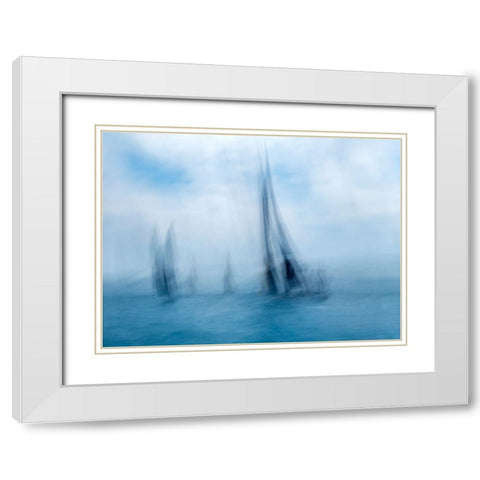 Over The Water White Modern Wood Framed Art Print with Double Matting by Dominik, Garcia