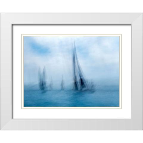 Over The Water White Modern Wood Framed Art Print with Double Matting by Dominik, Garcia