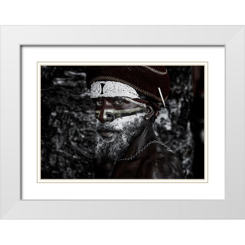 At The Mt Hagen Sing Sing Festival-V - Papua New Guinea White Modern Wood Framed Art Print with Double Matting by Inazio Kuesta, Joxe