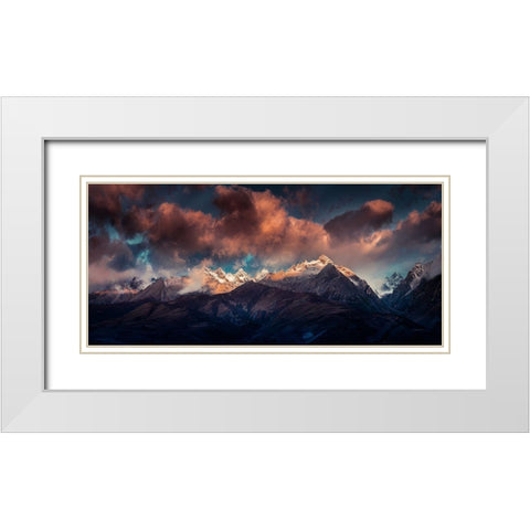 Ge Nie Snow Mountaina??A??Ei?Cnaae??A?? White Modern Wood Framed Art Print with Double Matting by Qiye