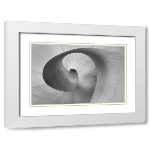 Curves White Modern Wood Framed Art Print with Double Matting by Chen, Bo