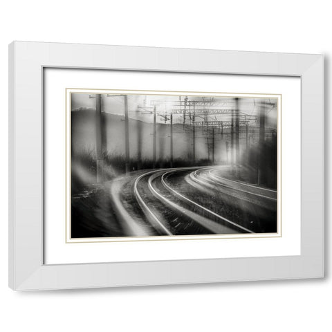 Railway Mood White Modern Wood Framed Art Print with Double Matting by Nesvetaylov, Dmitry