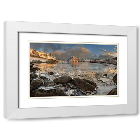 Frozen Reine White Modern Wood Framed Art Print with Double Matting by Smid Master, Jan