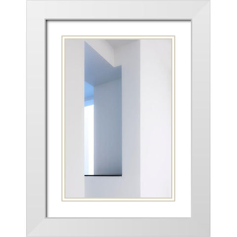 Blue View White Modern Wood Framed Art Print with Double Matting by Van Son, Greetje