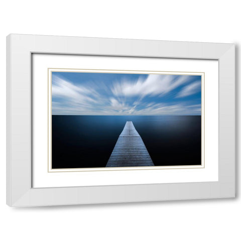 On The Edge Of The World White Modern Wood Framed Art Print with Double Matting by Lindsten, Christian