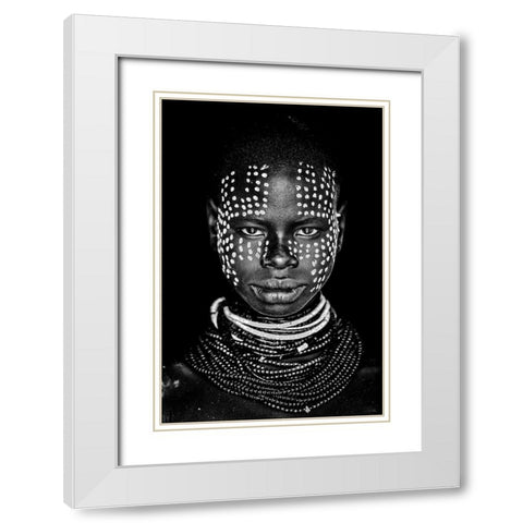 Karo Woman White Modern Wood Framed Art Print with Double Matting by Vidak, Vedran