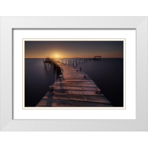 The Dock White Modern Wood Framed Art Print with Double Matting by Ferrero, Ivan