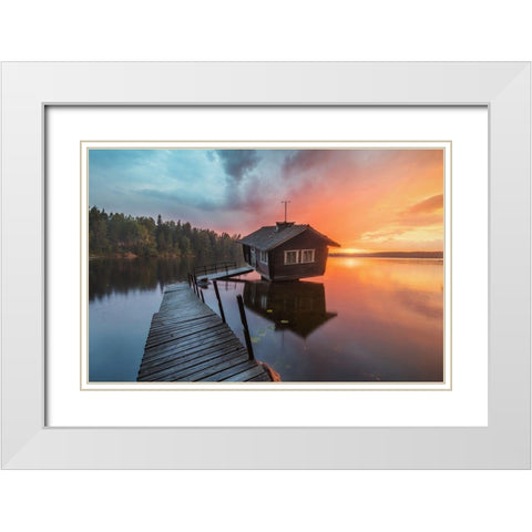 The Inclined Sauna White Modern Wood Framed Art Print with Double Matting by Beresford Harris, Richard