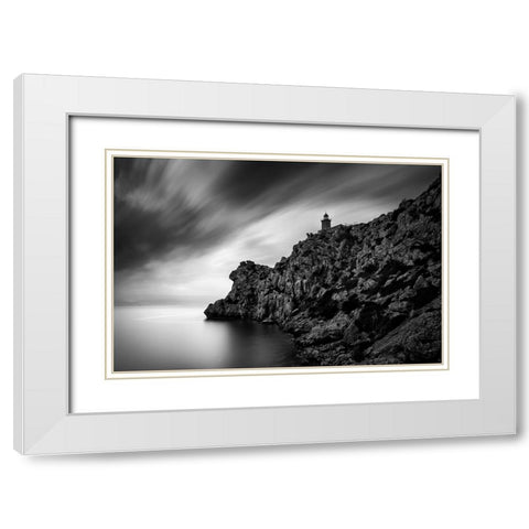 By The Sea 048 White Modern Wood Framed Art Print with Double Matting by Digalakis, George