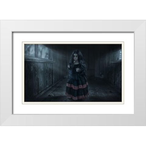 Scary Tale White Modern Wood Framed Art Print with Double Matting by Rekhov, Sergej
