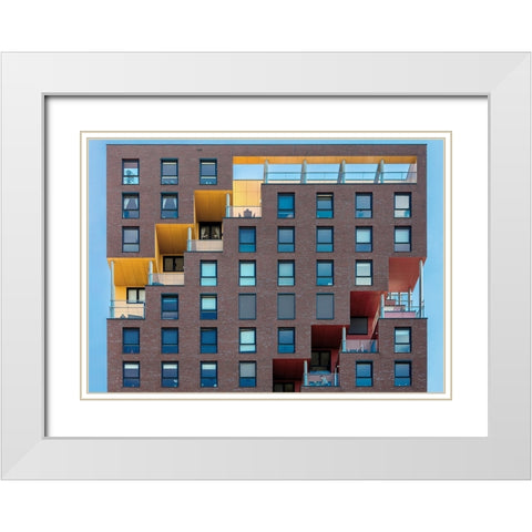 Yellow-Red In Wall White Modern Wood Framed Art Print with Double Matting by Luycx, Theo