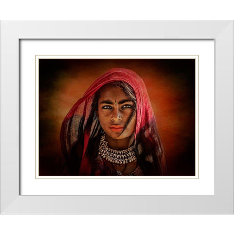 Tribal Girl 4 White Modern Wood Framed Art Print with Double Matting by Yosifov, Svetlin