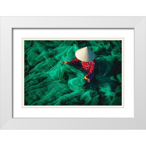 The Fishing Net White Modern Wood Framed Art Print with Double Matting by Foto, Patrick