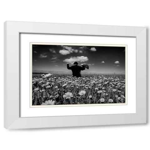 Untitled White Modern Wood Framed Art Print with Double Matting by Meir Levi, Miki