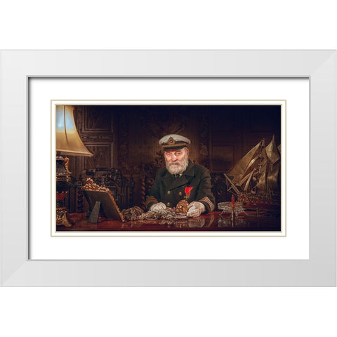Capitan Of Qtitanicq White Modern Wood Framed Art Print with Double Matting by Rekhov, Sergej
