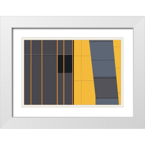 Yellow In Abstract White Modern Wood Framed Art Print with Double Matting by Niezen, Jan