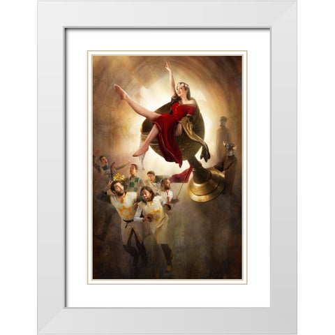 Spamalot White Modern Wood Framed Art Print with Double Matting by Kiciak, Christophe