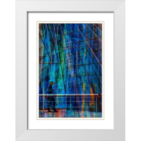 Blu White Modern Wood Framed Art Print with Double Matting by Della Latta, Massimo
