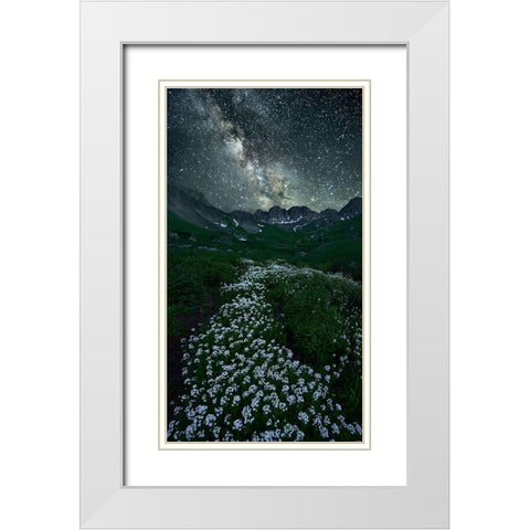 Starring Path White Modern Wood Framed Art Print with Double Matting by Xu, Mei
