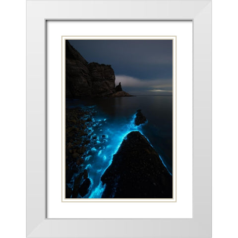 Fluorescent Sea White Modern Wood Framed Art Print with Double Matting by Shanyewuyu