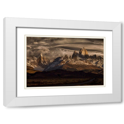 Striped Sky Over The Patagonia Spikes White Modern Wood Framed Art Print with Double Matting by Svoboda Mqep, Peter