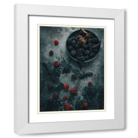 Black Strawberry White Modern Wood Framed Art Print with Double Matting by Kazamil, Farid