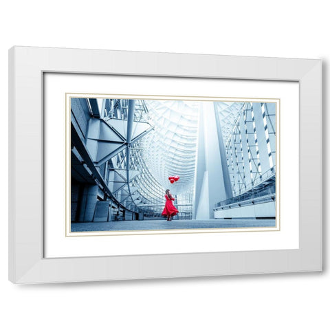 A Day Trip White Modern Wood Framed Art Print with Double Matting by Silkandfire