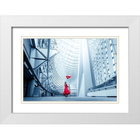 A Day Trip White Modern Wood Framed Art Print with Double Matting by Silkandfire