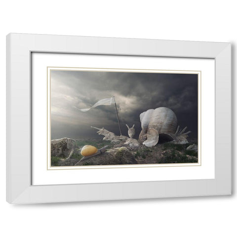Temple Of Snail White Modern Wood Framed Art Print with Double Matting by Cakovsky, Peter