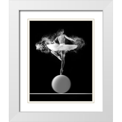 Spin With Ball White Modern Wood Framed Art Print with Double Matting by Bunjamin, Antonyus