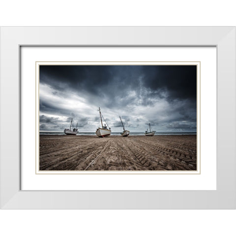Ships White Modern Wood Framed Art Print with Double Matting by Fotomarion