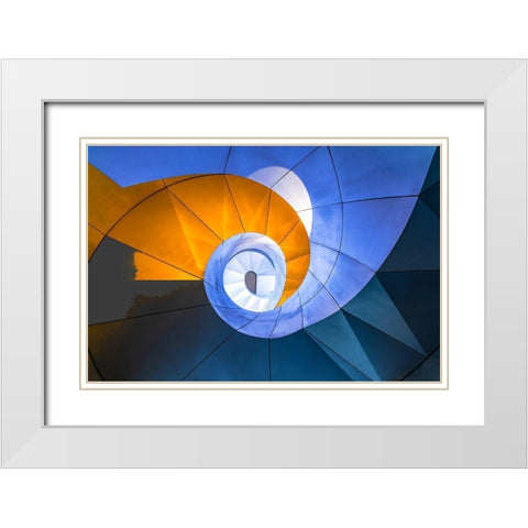 Snail Stairs White Modern Wood Framed Art Print with Double Matting by Zhu, Hua