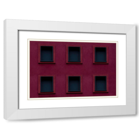 Purple Six  White Modern Wood Framed Art Print with Double Matting by Block, Sascha