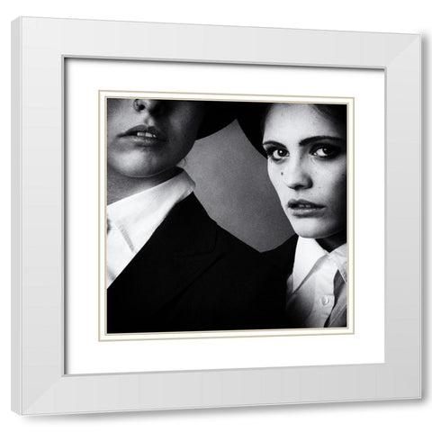 Blues Sisters White Modern Wood Framed Art Print with Double Matting by Schaller, Peter