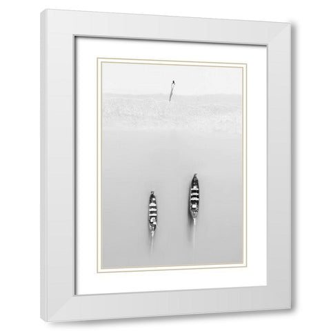 Morning Exercises White Modern Wood Framed Art Print with Double Matting by Chengzhou, Zhou