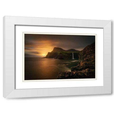 Arnafjall Sunset White Modern Wood Framed Art Print with Double Matting by Kruczynski, Wojciech
