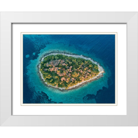 Island White Modern Wood Framed Art Print with Double Matting by Kravanja, Jure