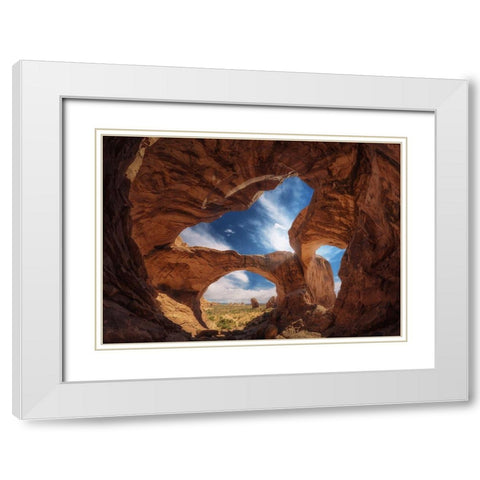 Double Arch. White Modern Wood Framed Art Print with Double Matting by Pablo De, Juan