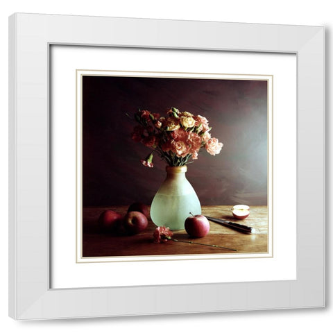 Still Life With Apples White Modern Wood Framed Art Print with Double Matting by Laercio, Luiz