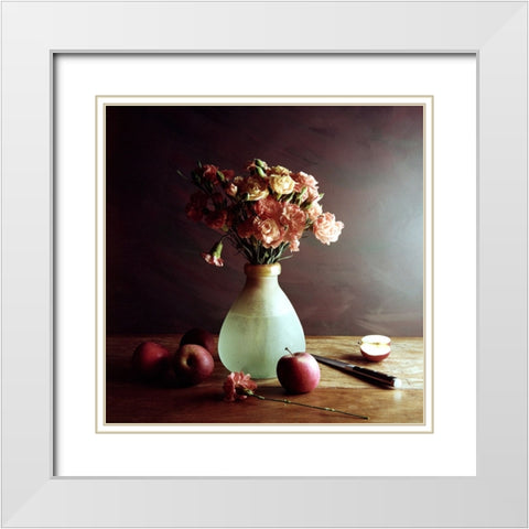 Still Life With Apples White Modern Wood Framed Art Print with Double Matting by Laercio, Luiz