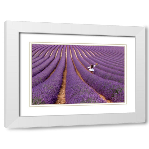 Violet White Modern Wood Framed Art Print with Double Matting by Della Latta, Massimo