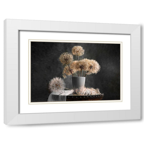 Dandelion Seed Pod White Modern Wood Framed Art Print with Double Matting by Jacobs, Lydia