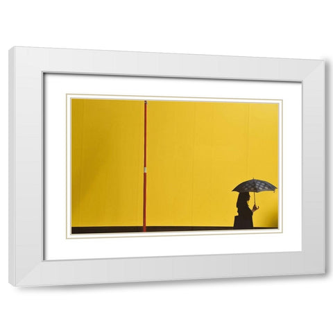 Yellow-Black-Red White Modern Wood Framed Art Print with Double Matting by Kiri, Reiko