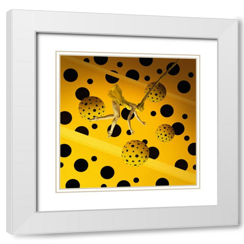 Polkadot On Memory Bliss White Modern Wood Framed Art Print with Double Matting by Hardibudi