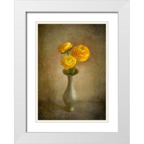 Yellow Buttercups White Modern Wood Framed Art Print with Double Matting by Tokarev, Igor