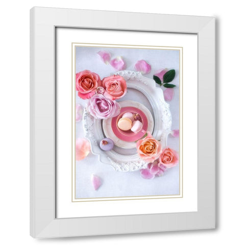 Pink Romance White Modern Wood Framed Art Print with Double Matting by Karagyozova, Elena