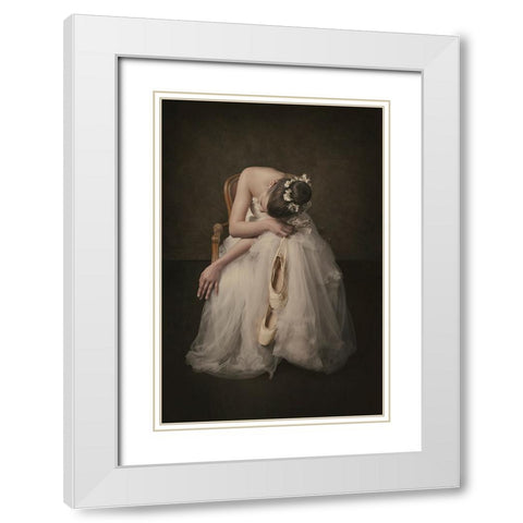 Ballerina White Modern Wood Framed Art Print with Double Matting by Kayen-Mouthaan, Carola