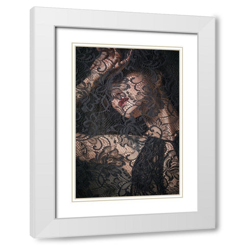 Keiko White Modern Wood Framed Art Print with Double Matting by Kiyota, Daisuke